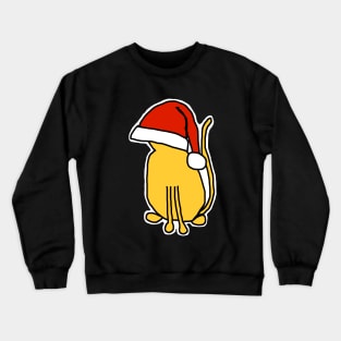 Yellow Cat in a Christmas Santa Hat Crewneck Sweatshirt